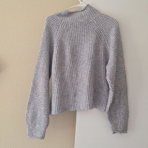 American Eagle Sweater M Knit Cowl Neck Dream Spun Mock Neck Grey - Picture 5 of 5